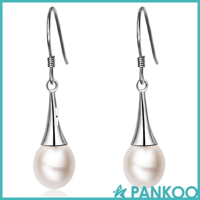 Custom 925 sterling silver water drop shape AAAAA natural freshwater pearl  dangle hook earrings for women jewelry