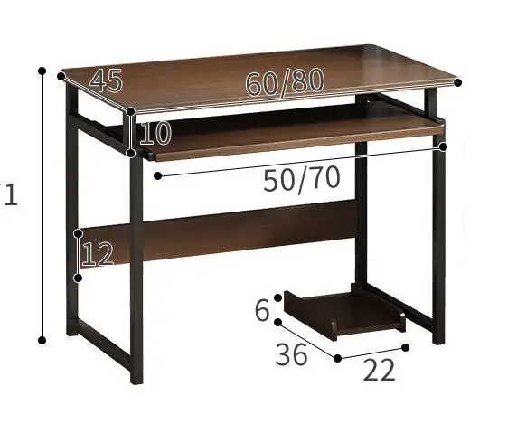 Computer Desk,Laptop Table with Storage for Controller,Wood and Metal Study Table for Home Office of KC-T0808