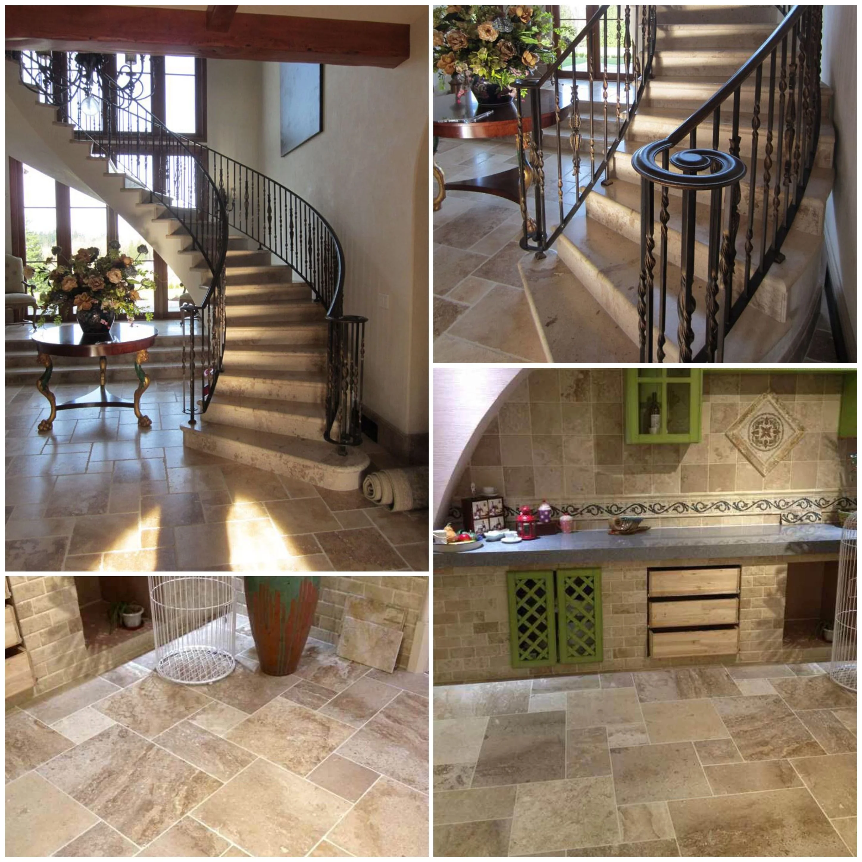 Coffee brown travertine outdoor tiles for swimming pool