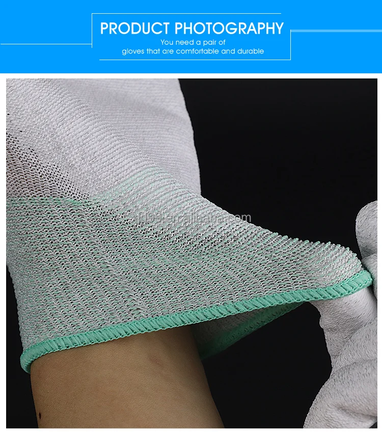 esd-safe nylon knit gloves esd pu palm glove esd protection Nylon Carbon PU Palm Coated Gloves