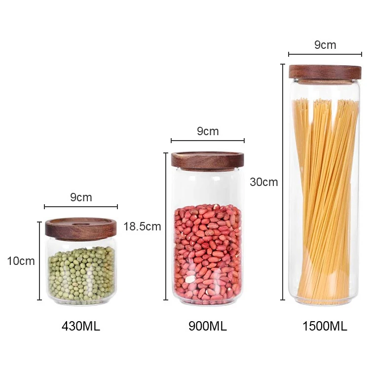 Factory Direct Sales Custom Transparent High Borosilicate Glass Sealed Jar Storage Tea Bamboo Lid With Glass Jar