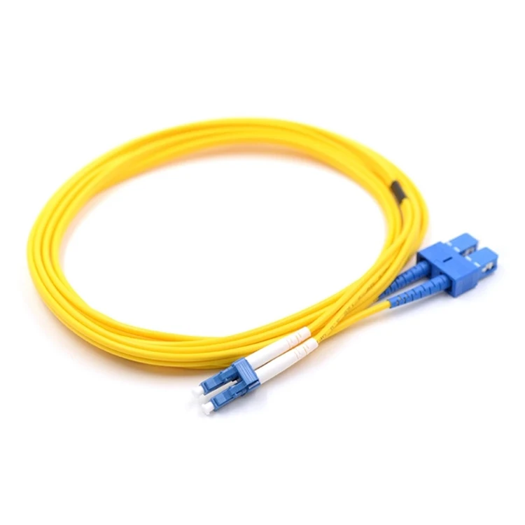 Blue Connector Yellow Cable SMF Duplex 3.0mm SC UPC to LC UPC Fiber Patch Cord
