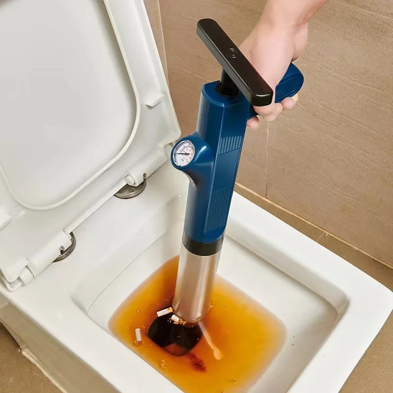 2024 Hot Sale Cleaning Gadget Factory Direct Home ABS Blue Pipe Dredging Device Sink Sewer Drain Blaster Toilet Plunger Gun
