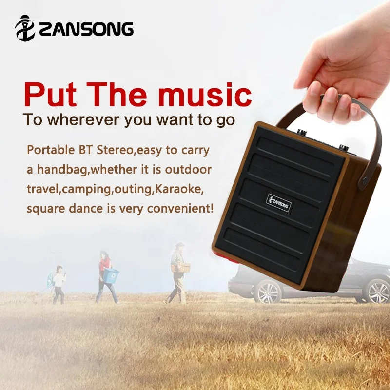 Zansong New Model 6.5-inch  BT Speaker S89  Portable Speaker, wooden player