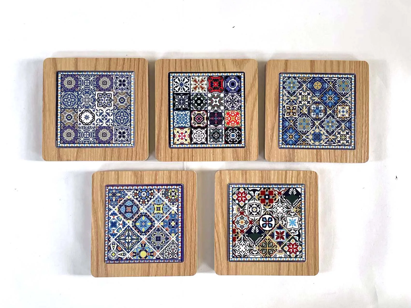Wholesale Wooden Floral Pattern Placemats Custom Logo Wood Cork Coasters Country Design Style Pad Table Home Car Wedding Party