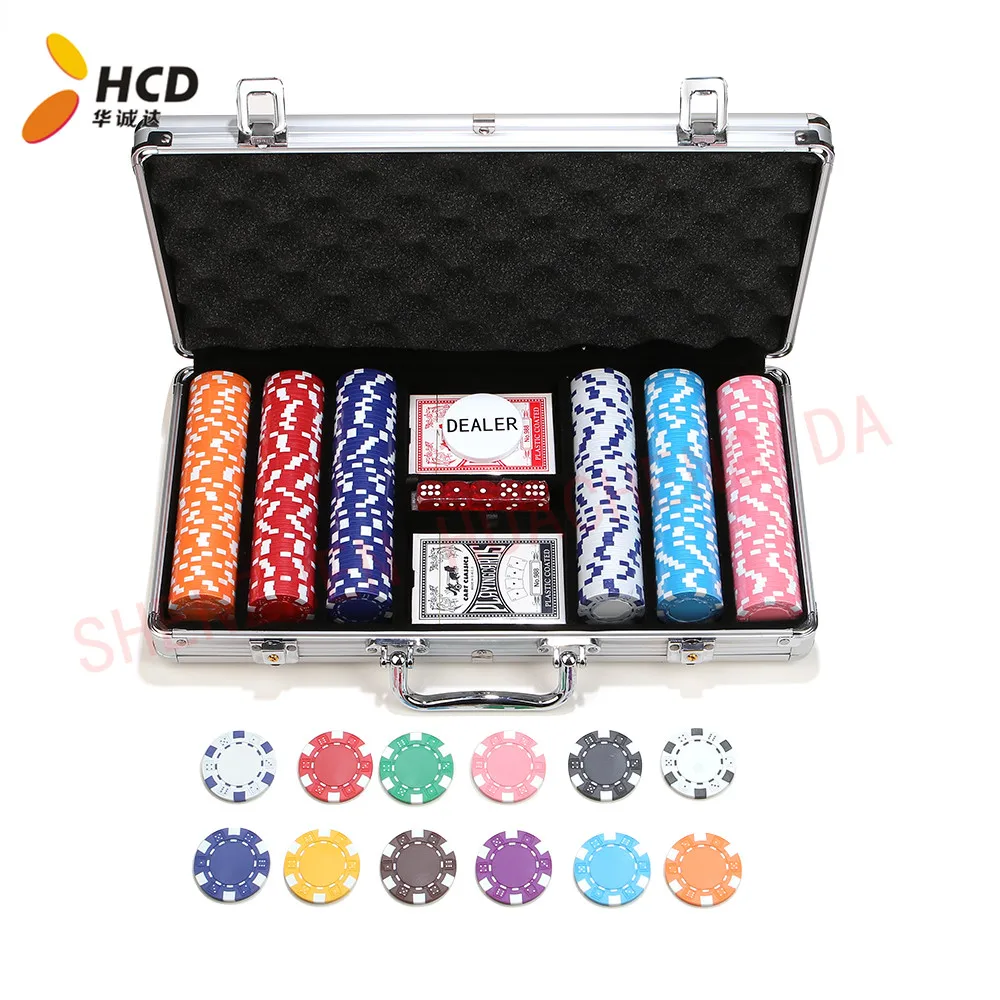 500pcs Clay Composite Poker Chips Set with Aluminium Case 2 Playing Cards-for Bargaining Poker Games