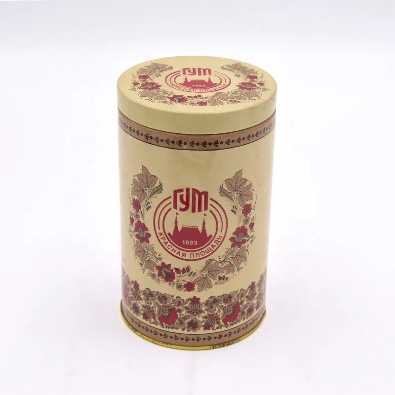 Round tea packaging metal tin container with insert lid