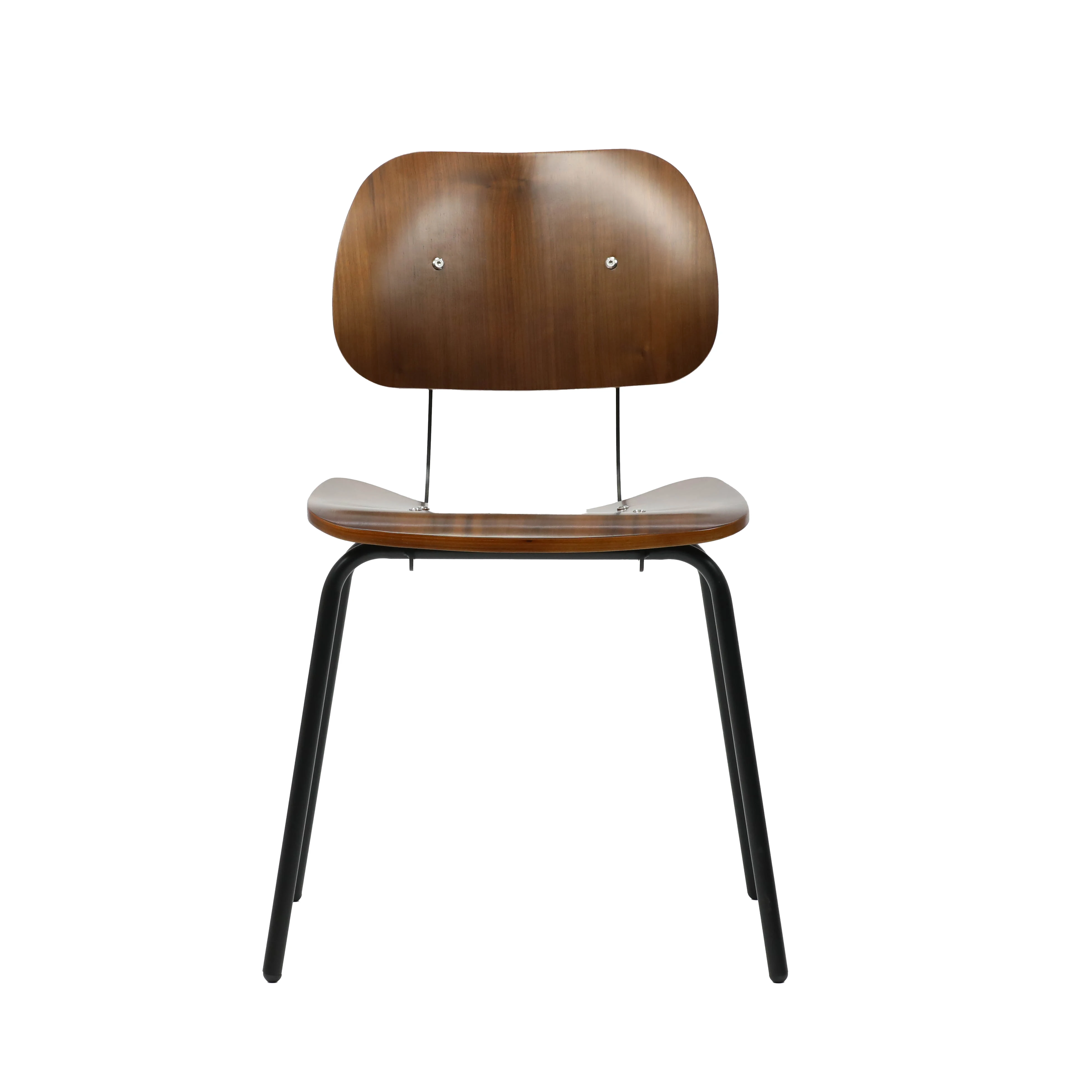 French Design Curved Backrest Dark Brown Walnut Plywood Wooden Cafe Chair New Designed Chair For Dining Room