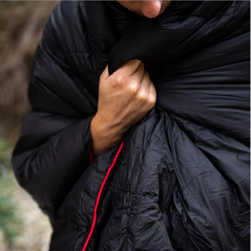 Packable Lightweight 20d Ripstop Polyester Material Goose Down Filling Puffy Camping Travel Blanket