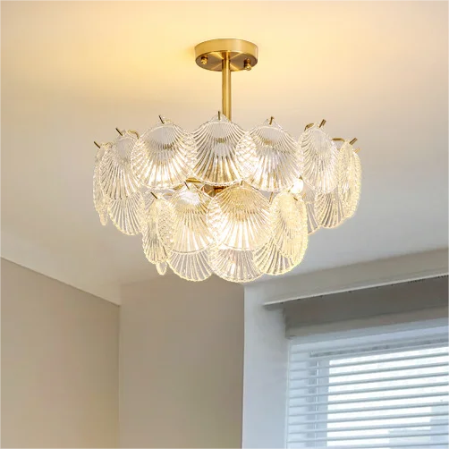 Light luxury bedroom living room pendant light golden romantic villa hotel glass Crystal chandelier