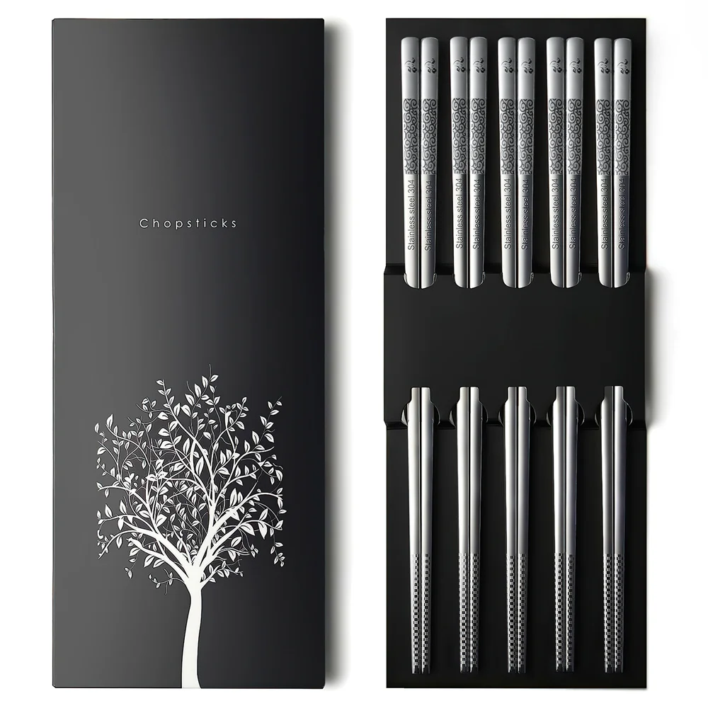 18/8 Stainless Steel Silver Color Chinese Sticks Customized SUS304 Korean Metal Chopsticks for Sushi