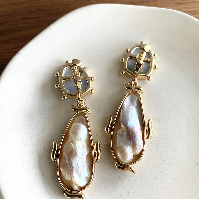 Natural Abnormity Baroque Pearl Earring With Pure Silver Needle