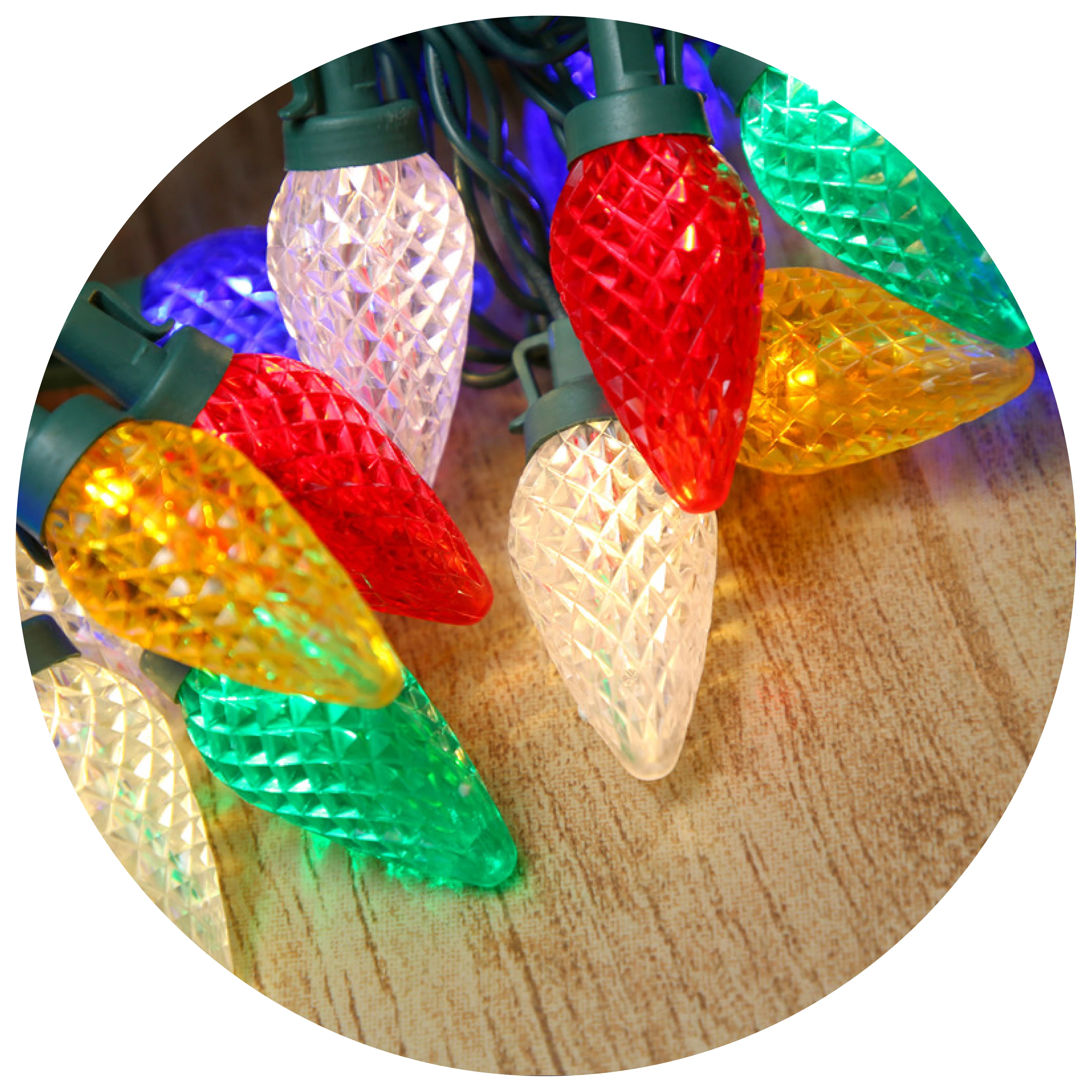 GV LED  Outdoor Decor Connectable Classic Faceted 15Ft 25LED Commercial Bulb Strawberry C9 Fairy Christmas Lights