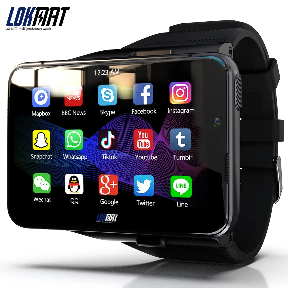 LOKMAT MAX appllp 4G Wi-Fi Смарт-часы для мужчин с двойной камерой видео звонков Android телефон SIM карта монитор сердечного ритма 4 Гб + 64G Smartwatch