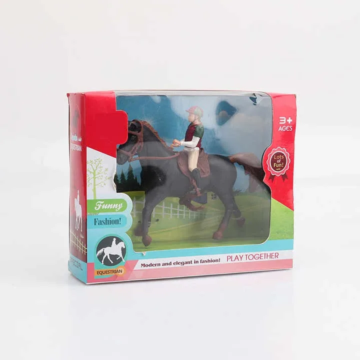 EPT High Simulation Pretend Play Toys Animals Plastic Black Horse Toy Set