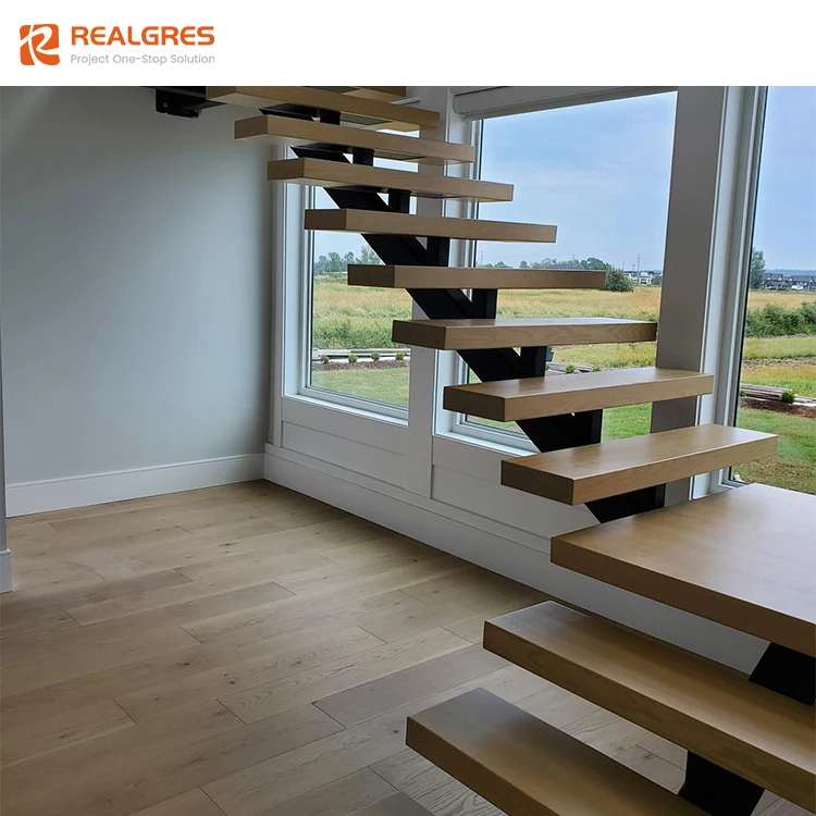 Realgres luxurious stairs home stairs interior modern wooden stair design