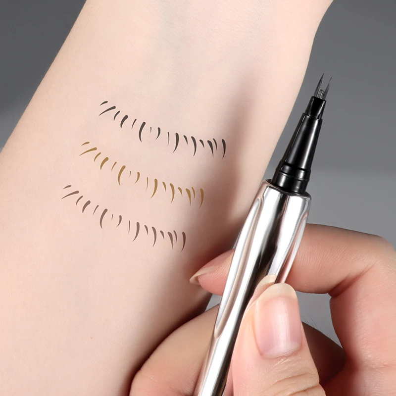 Private Label Eyebrow Pen Slim 2 Fork Nib Professional Waterproof Long Lasting Fast Dry Liquid Positioning Eyebrow Pencil