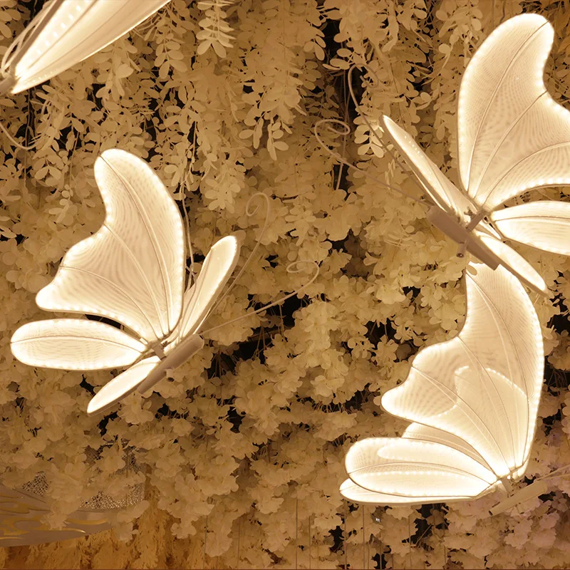 Luxury large lighted butterfly wire for ceiling decorations for weddings