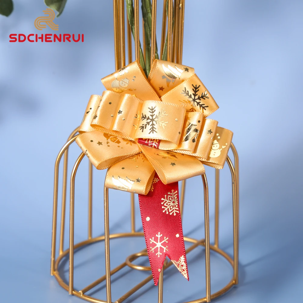 Factory Ribbon Bows Wholesale printed Customized Pretied Premade Red Black Satin Ribbon Bows for gift packing