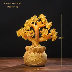 Wholesale creative Chinese style Chinatown golden luxury decoration Citrine Oak tree resin crafts Home Feng Shui ornaments