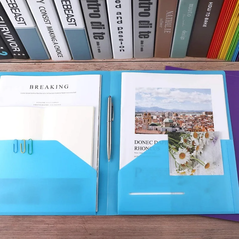 Office School Supplies Double Pockets PP Presentation Folder with Label Pocket