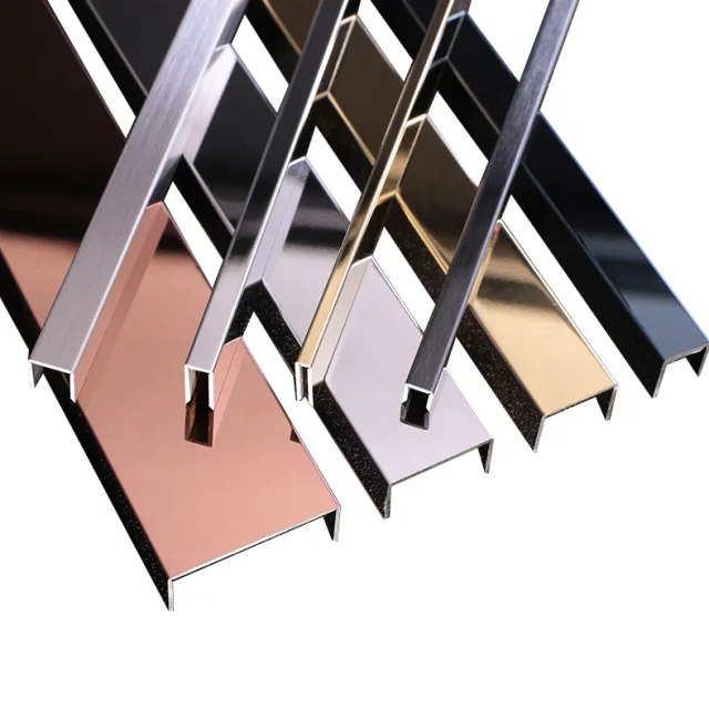Free sample ss 201/304 decorative T/U shaped stainless steel profile for wall or ceiling decoration
