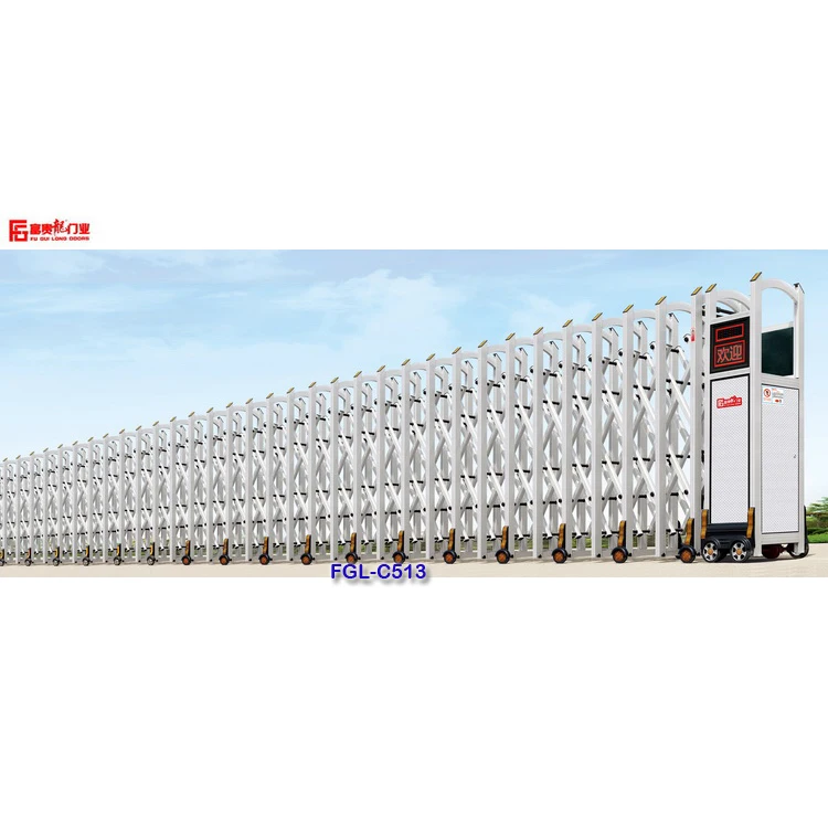 
Professional customized retractable gate big garden telescopic door aluminum trackless folding gate by motor operated 