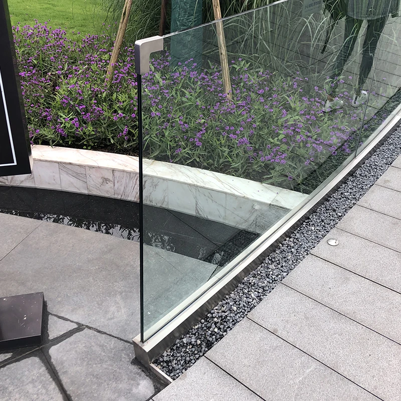 Aluminium U channel handrail glass railing profiles for balcony frameless glass fixing