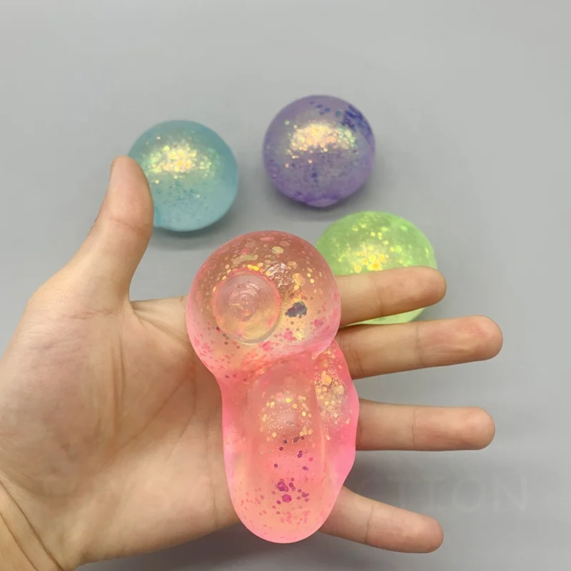 Glitter Sugar Fidget Ball Magic Fun Stretch Ball Ultra Squishy and Moldable Slow Rise Relaxing Sensory Fidget Stress Toy