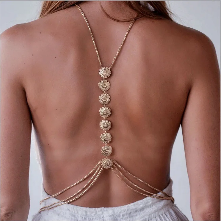 Hot Sale Sexy Alloy Hollow Out Back Gold Belt Jewelry Waist Body Chain Suitable for women