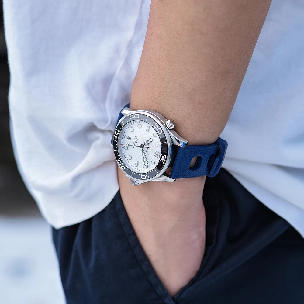 JUELONG 1960s 20mm Tropical 2.0 Fkm Rubber Watch Straps With Quick Release For Divering Watch Bands