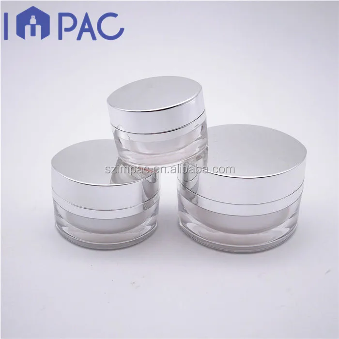 Oval shape luxury acrylic jar 30g 1oz with silver cap for cosmetics