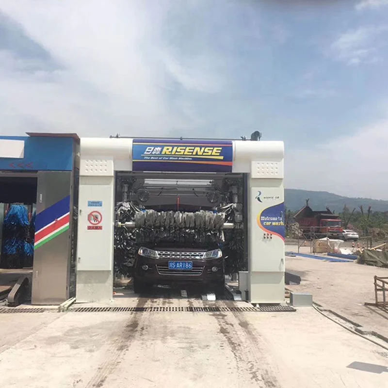 China qingdao risense high pressure full automatic drive through tunnel mobile car wash equipment with air dryer