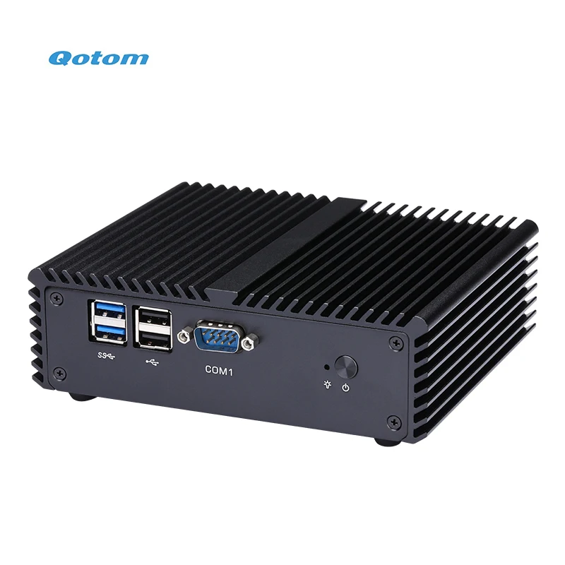  Qotom мини настольный ПК без вентилятора X86 двойной LAN 4x RS-232 Core