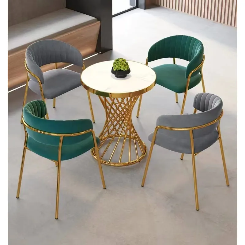 World Popular Modern Hotel Dining Furniture Green Velvet Dining Chair With Gold Legs