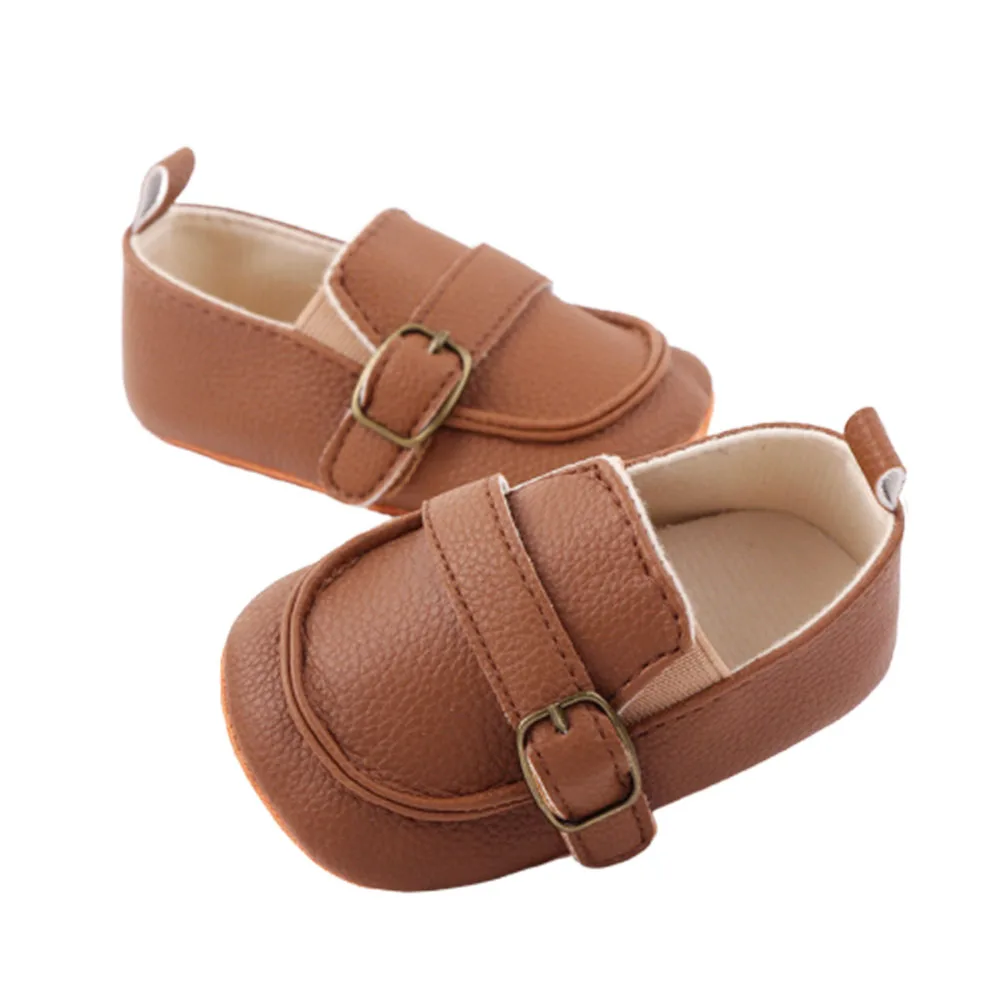 Baby First Walker 1Pair Baby Girl Boy Infant Cute Fashion Solid Shoes Peas Shoes PU Leather Baby Shoes Soft Bottom Toddler