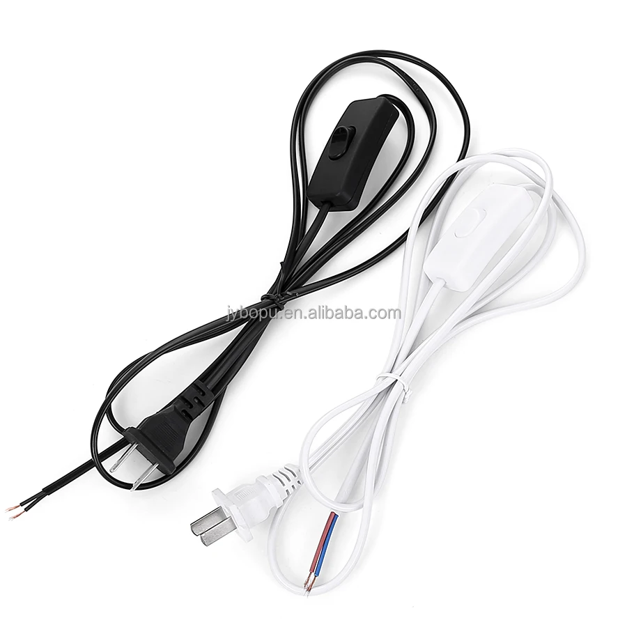 lamp power cord with on/off switch stripped ends black lamp wire with molded plug lamp cord 1.8m 1.5m