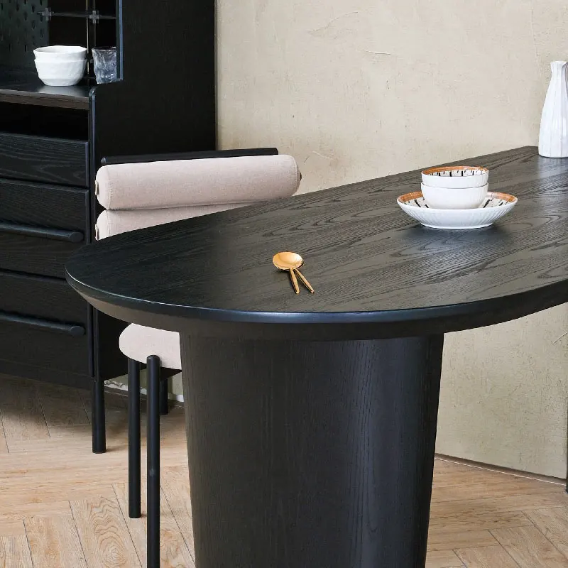 Solid wood dining table modern office negotiation table simple household recycled pine oval peninsula table