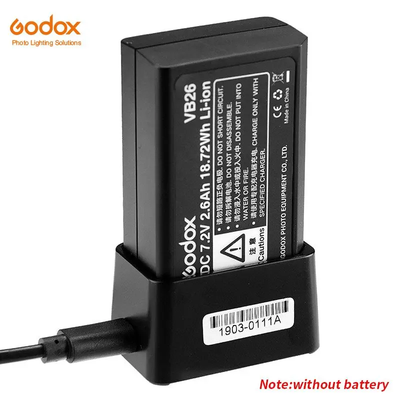 Godox Photography VC26 USB Battery Charger DC 5V Input DC 8.4V Output for Charging Godox V1S V1C V1N/F Round Head Flash Battery