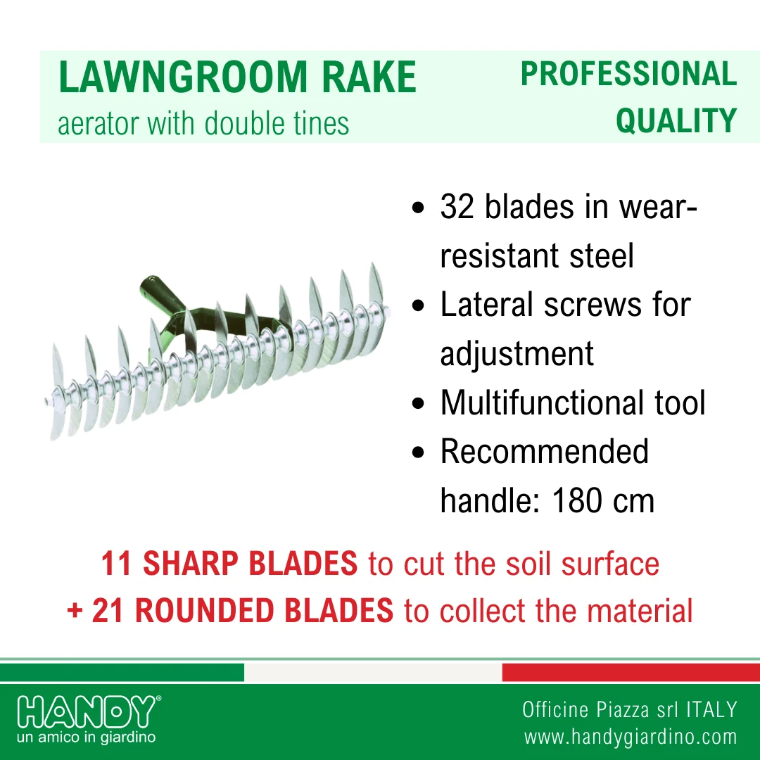 Professional quality Italian production high strength steel aerator 32 tines for garden care