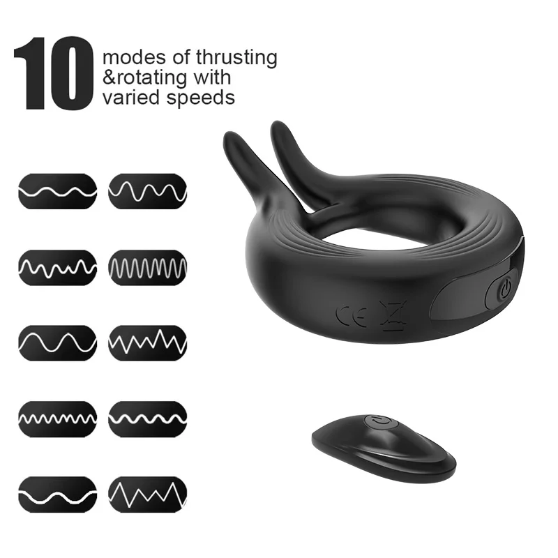 Masturbator Sex Toy Store Hot SaleElectronic Cock Ring	Rabbit Ears Cock RingBlackLatex Cock Ring