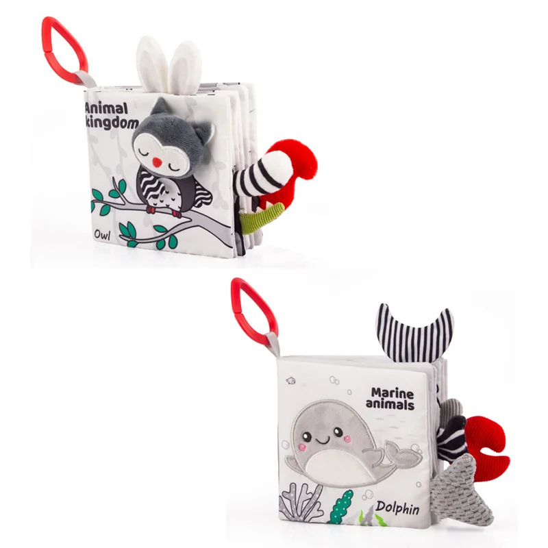 Black and white tail cloth book baby early education palm Book ring paper toy T034