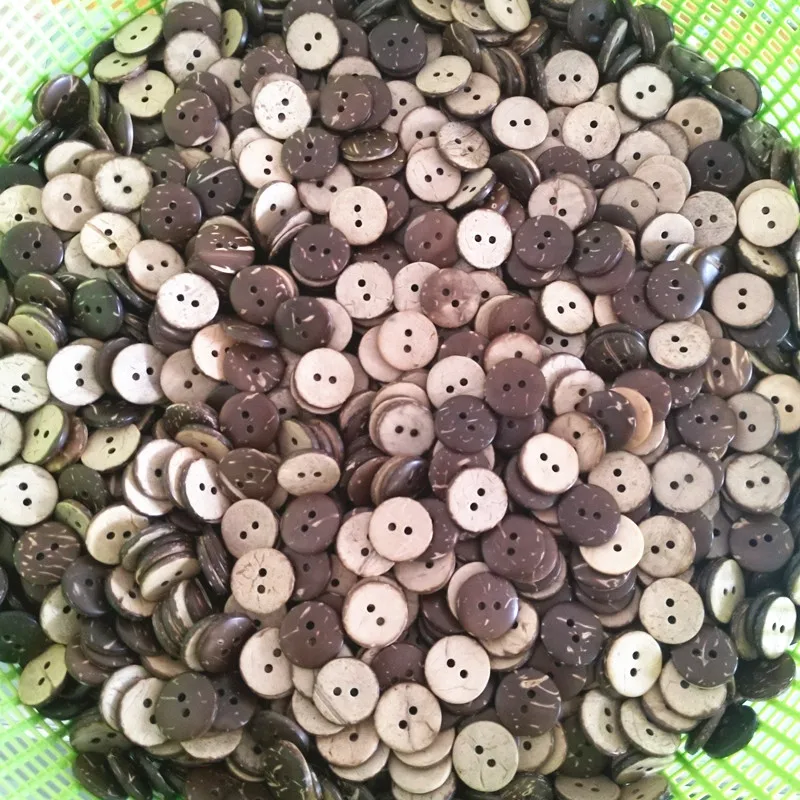 15mm 24L 2 holes regular natural coconut shell button for shirt, natural shirt button