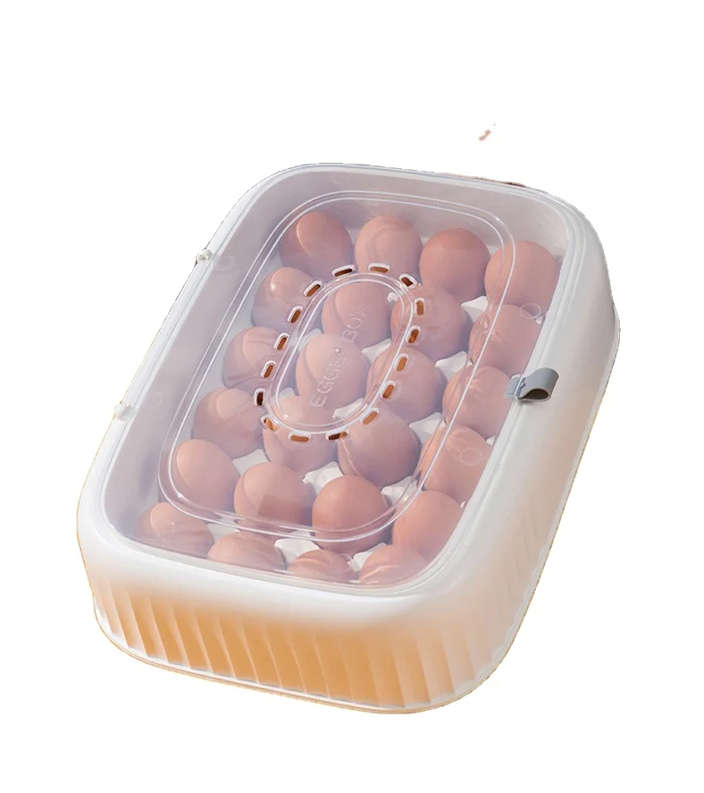 Household Refrigerator Egg Box Storage Box Anti-fall Fresh-Keeping Kitchen Egg Shelf Egg Tray with Plastic Flip