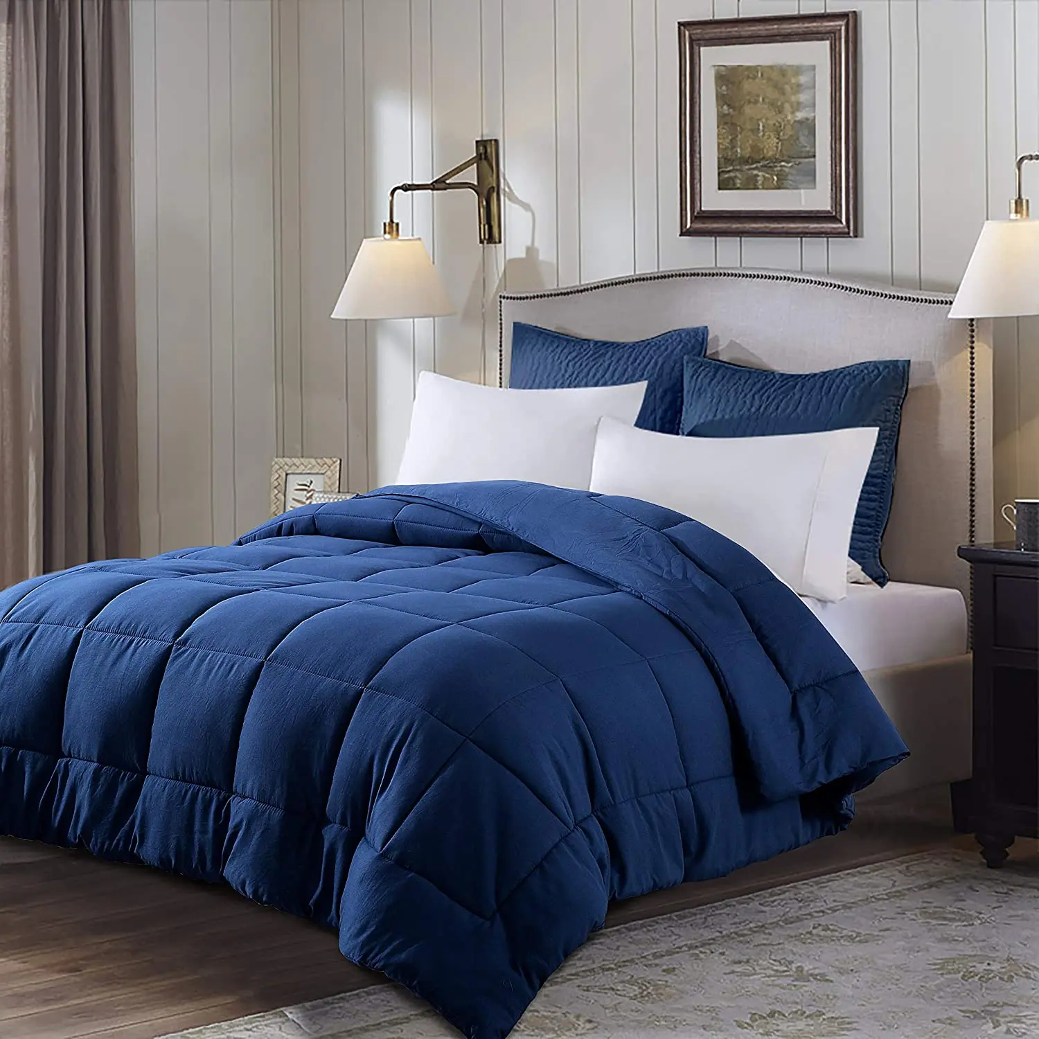 Buy China Wholesale Navy Polyester Goose Down Alternative bedding comforter from Green