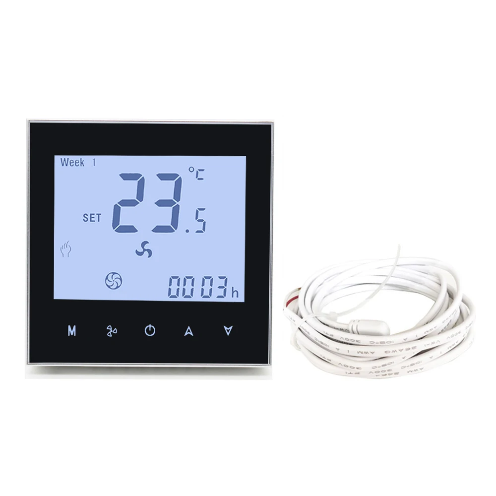 Hotowell WF01 FC Wifi Modbus Touch LCD Screen 24VAC Programmable Thermostat