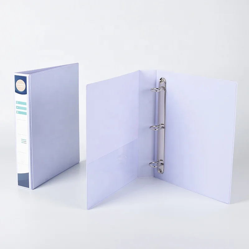 Custom Logo White 3-Ring PVC Binder Pouches A4 Size Office Stationery Cardboard File Folder View Binder for Filing Products