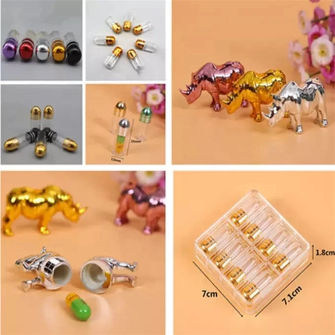 Готово к отправке Пластиковые сумасшедший носорог 3D эффект карты с капсулы бутылки набор упаковочная коробка для текстурой кожи носорога и качеством пищевых продуктов медикаментов мужские таблетки повышения упаковка