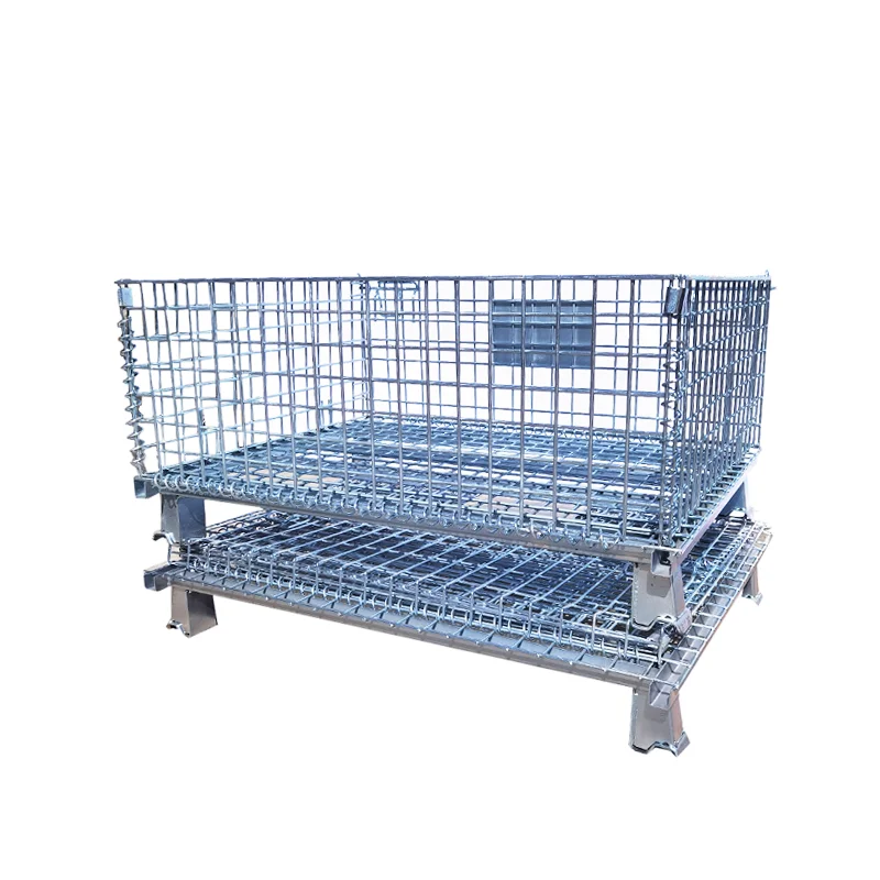 Mesh pallet box collapsible containers stackable metal