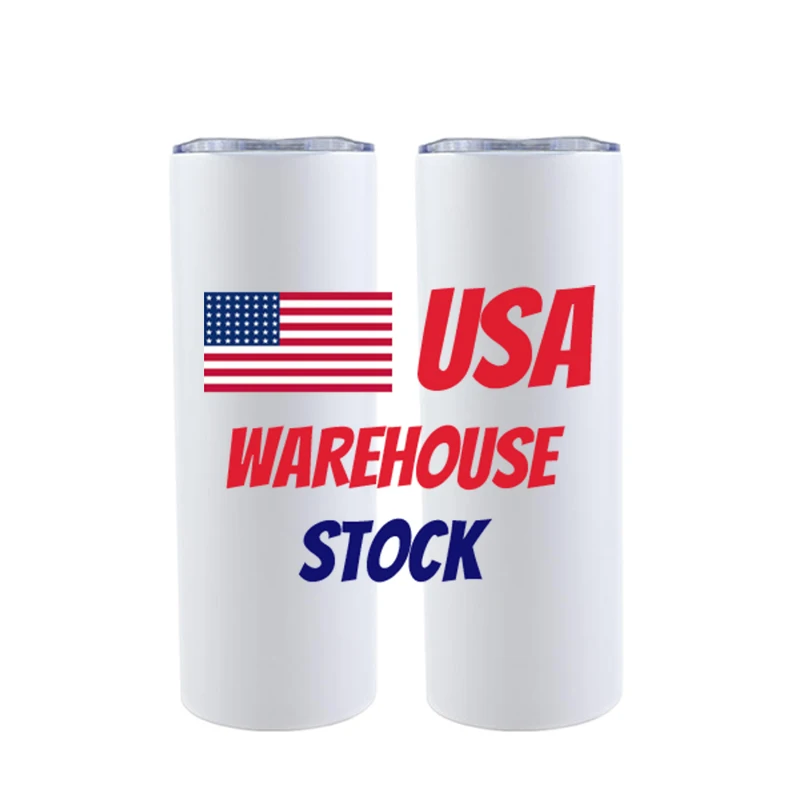 USA warehouse 20 ounce stainless steel Matte white blank 20oz sublimation tumbler with straw
